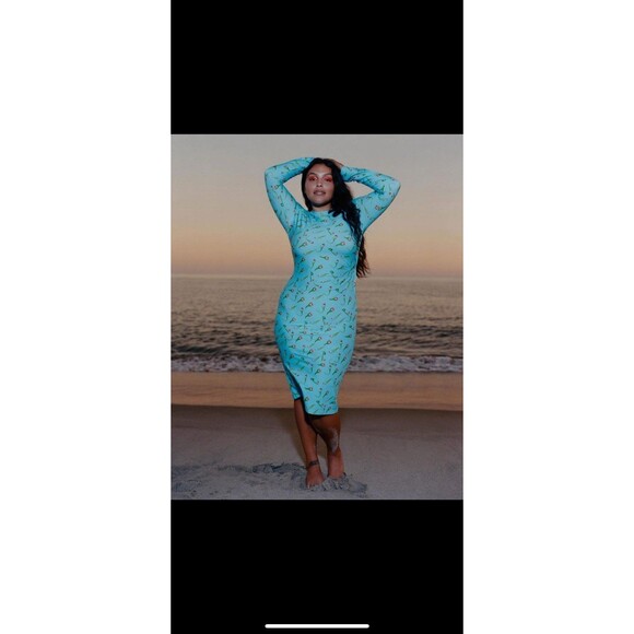 Jonathan Cohen size small S Blue dancing tulip side twist dress - Picture 1 of 8